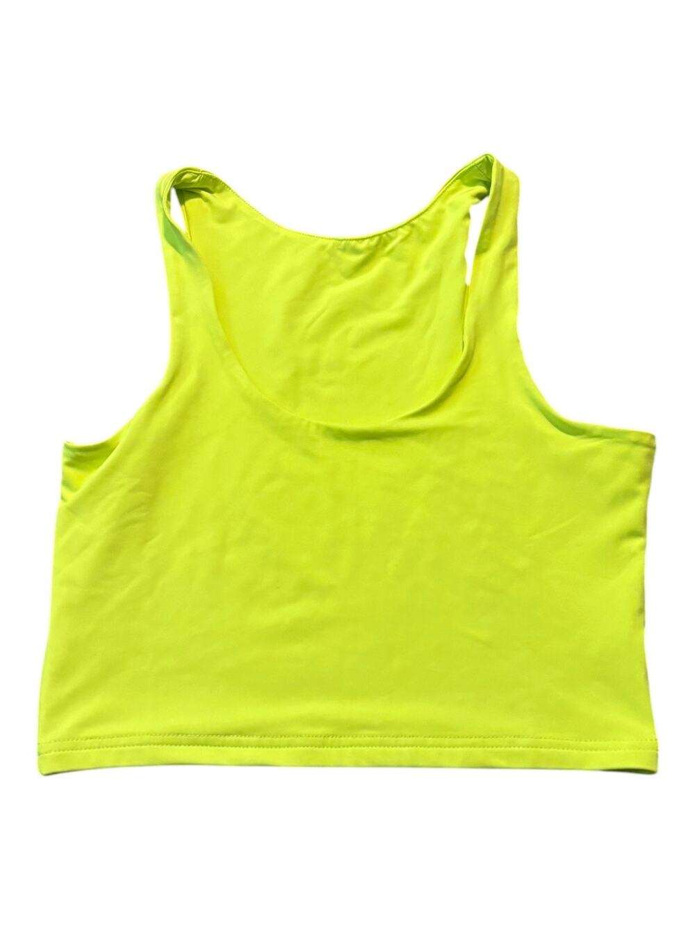 Neon Yellow Sleeveless Tank Cropped Size S 90's Retro